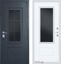 Отделка внешняя: Металл, цинкосодержащий грунт, полимерное покрытие, Цвет: Муар RAL 7024  / внутренняя: МДФ панель с фрезеровкой 10мм, Цвет: Белый матовый  /  Замки Основной: Гардиан 62.11 (4 класс)  дверь Арма Честер Термо (металлическая дверь Арма Честер Термо, железная дверь)