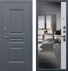 Отделка внешняя: Металл с выдавленным рисунком, Цвет: Серый муар  / внутренняя: МДФ панель с зеркалом 16мм, Цвет: Капучино ZB 853-2  /  Замки Основной: Galeon 816 (4 класс)  / дополнительный: Galeon 817 (2 класс)  Стальная дверь АСД Барселона с зеркалом (входная металлическая дверь)