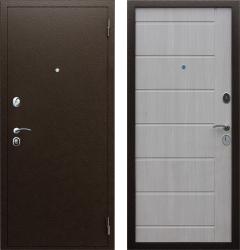 Отделка внешняя: Металл с порошковым напылением, Цвет: Антик медный  / внутренняя: МДФ панель с фрезеровкой 6мм, Цвет: Эко дуб  /  Замки Основной: GALEON 1211 (2 класс)  / дополнительный: GALEON 1001 (2 класс)  Стальная дверь АСД Комфорт (входная металлическая дверь)