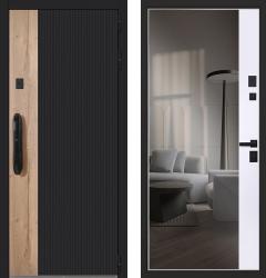 Отделка внешняя: Сборная МДФ панель 10мм, Цвет: Черный кварц  / внутренняя: МДФ панель с зеркалом 10мм, Цвет: Белый матовый  /  Замки Основной: Smart lock DZ 888 (4 класс)  / дополнительный: Galeon 817 (2 класс)  дверь АСД Конструктор с биометрическим замком Smart lock DZ 888 с зеркалом (металлическая дверь АСД Конструктор с биометрическим замком Smart lock DZ 888 с зеркалом, железная дверь)