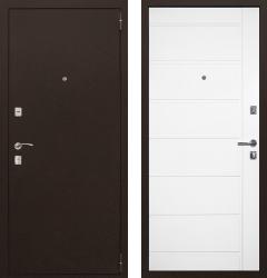 Отделка внешняя: Металл с порошковым напылением, Цвет: Антик медный  / внутренняя: МДФ панель с фрезеровкой 6мм, Цвет: Белый матовый  /  Замки Основной: GALEON 1211 (2 класс)  / дополнительный: GALEON 1001 (2 класс)  дверь АСД Лидер (металлическая дверь АСД Лидер, железная дверь)