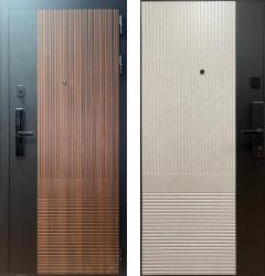 Отделка внешняя: МДФ панель с фрезеровкой 16мм, Цвет: Орех бренди  / внутренняя: МДФ панель с фрезеровкой 16мм, Цвет: Гранит лава  /  Замки Основной: Mirlock F775 (4 класс)  / дополнительный: Гардиан 30.01 (2 класс)  Стальная дверь Баяр 775 (входная металлическая дверь)