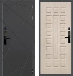 Отделка внешняя: МДФ панель с фрезеровкой 16мм, Цвет: Венге  / внутренняя: МДФ панель с фрезеровкой 16мм, Цвет: Беленый дуб  /  Замки Основной: MirLock FT714 биометрический (4 класс)  / дополнительный: Гардиан 30.01 (2 класс)  Входная дверь Баяр 1 ФЛ-183 "Беленый дуб" (стальная дверь, металлическая дверь)