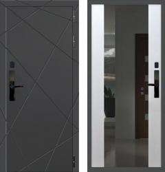 Отделка внешняя: МДФ панель с фрезеровкой 16мм, Цвет: Венге  / внутренняя: МДФ панель с зеркалом 16мм, Цвет: Белый ясень  /  Замки Основной: MirLock FT714 биометрический (4 класс)  / дополнительный: Гардиан 30.01 (2 класс)  Входная дверь Баяр 1 СБ-16 с зеркалом "Белый ясень" (стальная дверь, металлическая дверь)