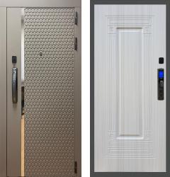 Отделка внешняя: МДФ панель с молдингами 12мм, Цвет: Силк муссон  / внутренняя: МДФ панель с фрезеровкой 16мм, Цвет: Сандал белый  /  Замки Основной: MirLock FD2055 c face ID (4 класс)  / дополнительный: Гардиан 30.01 (2 класс)  Входная дверь Баяр M2055 Face ID ФЛ-4 "Сандал белый" (стальная дверь, металлическая дверь)