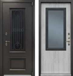 Отделка внешняя: Металл, цинкосодержащий грунт, полимерное покрытие, Цвет: Муар коричневый  / внутренняя: Ламинированная МДФ панель 16мм, Цвет: Сосна белая  /  Замки Основной: Гардиан 32.11 (4 класс)  / дополнительный: Гардиан 30.01 (2 класс)  Стальная дверь Лекс Термо Айсберг с окном (входная металлическая дверь)