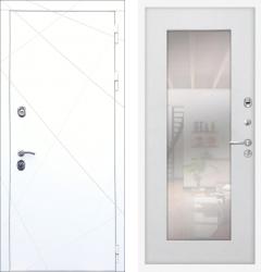 Отделка внешняя: МДФ панель с фрезеровкой 12мм, Цвет: Шагрень белая  / внутренняя: МДФ панель с зеркалом 12мм, Цвет: Белый ясень  /  Замки Основной: Гардиан 32.11 (4 класс)  / дополнительный: Гардиан 32.01 (4 класс)  Стальная дверь Лекс Соната "Шагрень белая" 37 "Белый ясень" (входная металлическая дверь)