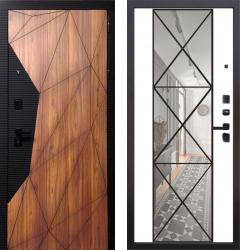 Отделка внешняя: МДФ панель с фрезеровкой 16мм, Цвета: Орех каньон коньяк, Черный софт  / внутренняя: МДФ панель с зеркалом 16мм, Цвет: Структурное дерево  /  Замки Основной: Гардиан 32.11 (4 класс)  / дополнительный: Гардиан 30.01 (2 класс)  дверь Морра с зеркалом "Перфекто" (металлическая дверь Морра с зеркалом "Перфекто", железная дверь)