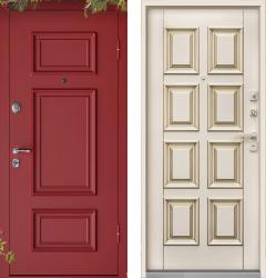 Отделка внешняя: Металл с декоративными элементами, Цвет: RAL 3017  / внутренняя: МДФ панель с фрезеровкой 16мм, Цвет: Слоновая кость с патиной золото  /  Замки Основной: Mottura 52J535M с перекодировкой (4 класс)  / дополнительный: Mottura 84.525/B (4 класс)  Стальная дверь Falko Конструктор Дизайн 3 (входная металлическая дверь)