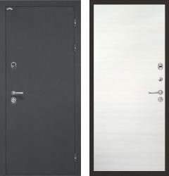 Отделка внешняя: Металл с порошковым напылением, Цвет: Черный шелк  / внутренняя: Ламинированная МДФ панель 10мм, Цвет: Дуб сильвер  /  Замки Основной: Securemme 2603 (4 класс)  / дополнительный: Securemme 2413 (4 класс)  Входная дверь Интекрон Греция Гладкая "Дуб сильвер" (стальная дверь, металлическая дверь)