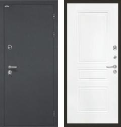 Отделка внешняя: Металл с порошковым напылением, Цвет: Черный шелк  / внутренняя: МДФ панель с фрезеровкой 10мм, Цвет: Белый  /  Замки Основной: Securemme 2603 (4 класс)  / дополнительный: Securemme 2413 (4 класс)  дверь Интекрон Греция ФЛ-243-М "Белый" (металлическая дверь Интекрон Греция ФЛ-243-М "Белый", железная дверь)
