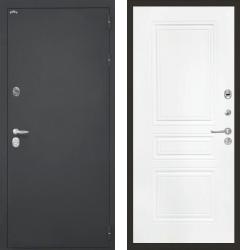 Отделка внешняя: Металл с порошковым напылением, Цвет: Черный шелк  / внутренняя: МДФ панель с фрезеровкой 10мм, Цвет: Белый  /  Замки Основной: Крит ЗВк7-РМ 004 (4 класс)  / дополнительный: МЕТТЭМ® ЗВ8 240 серии СУПЕРЗАЩИТА (4 класс)  Стальная дверь Интекрон Колизей ФЛ-243-М "Белый" (входная металлическая дверь)