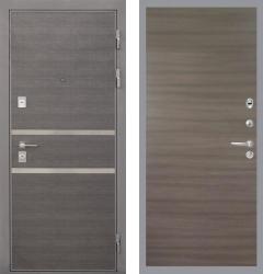 Отделка внешняя: МДФ панель с молдингами 10мм, Цвет: Лен сильвер  / внутренняя: гладкая МДФ панель 10мм, Цвет: Дуб тоскано  /  Замки Основной: Securemme 2603 (4 класс)  / дополнительный: Securemme 2413 (4 класс)  Входная дверь Интекрон Неаполь Гладкая "Дуб тоскано" (стальная дверь, металлическая дверь)