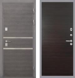 Отделка внешняя: МДФ панель с молдингами 10мм, Цвет: Лен сильвер  / внутренняя: гладкая МДФ панель 10мм, Цвет: Венге  /  Замки Основной: Securemme 2603 (4 класс)  / дополнительный: Securemme 2413 (4 класс)  Входная дверь Интекрон Неаполь Гладкая "Венге" (стальная дверь, металлическая дверь)