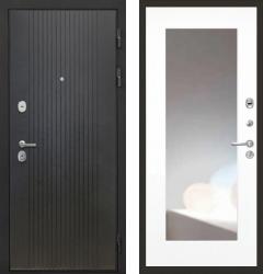 Отделка внешняя: МДФ панель с фрезеровкой 10мм, Цвет: Лофт черный  / внутренняя: МДФ панель с зеркалом 12мм, Цвет: Белый  /  Замки Основной: Securemme 2603 (4 класс)  / дополнительный: Securemme 2413 (4 класс)  дверь Интекрон Сицилия Remix "Лофт черный" ФЛЗ-120 Max "Белый" (металлическая дверь Интекрон Сицилия Remix "Лофт черный" ФЛЗ-120 Max "Белый", железная дверь)