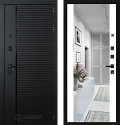 Отделка внешняя: МДФ панель с фрезеровкой 10мм, Цвет: Черный кварц  / внутренняя: МДФ панель с зеркалом 16мм, Цвет: Белый софт  /  Замки Основной: Kale 252 (4 класс)  / дополнительный: Kale 257 (3 класс)  Стальная дверь Labirint Piano с зеркалом Максимум "Белый софт" (входная металлическая дверь)