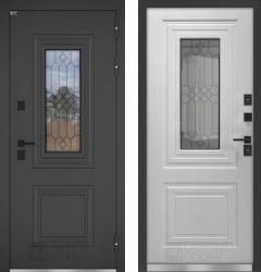 Отделка внешняя: Металл, цинкосодержащий грунт, полимерное покрытие, Цвет: Черный муар  / внутренняя: МДФ панель с фрезеровкой 10мм, Цвет: Белый софт  /  Замки Основной: Border Termo G 9-6 Э (4 класс)  / дополнительный: Border Termo G 8-6 Э (4 класс)  Стальная дверь Labirint Термо VERSA (входная металлическая дверь)