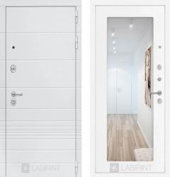 Отделка внешняя: МДФ панель с фрезеровкой 10мм, Цвет: Белый камень  / внутренняя: МДФ панель с зеркалом 12мм, Цвет: Белое дерево  /  Замки Основной: Гардиан 32.11 (4 класс)  / дополнительный: Border ЗВ 8-6 К5Т (4 класс)  Входная дверь Labirint Trendo 18 "Белое дерево" (стальная дверь, металлическая дверь)