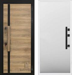 Отделка внешняя: Влагостойкая CPL панель, Цвет: Дуб  / внутренняя: МДФ панель с фрезеровкой 6мм, Цвет: Манхэттен  /  Замки Основной: МЕТТЭМ ЗВ 311 (4 класс)  / дополнительный: ЗВ8 341.1.1 серии МЕТТЭМ® СУПЕРЗАЩИТА (4 класс)  Стальная дверь Regidoors ROYAL NORD Гладкая "Манхэттен" (входная металлическая дверь)