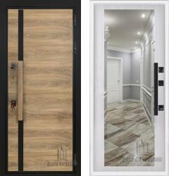 Отделка внешняя: Влагостойкая CPL панель, Цвет: Дуб  / внутренняя: МДФ панель с зеркалом 16мм, Цвет: Сандал белый  /  Замки Основной: МЕТТЭМ ЗВ 311 (4 класс)  / дополнительный: ЗВ8 341.1.1 серии МЕТТЭМ® СУПЕРЗАЩИТА (4 класс)  Стальная дверь Regidoors ROYAL NORD Maxi "Сандал белый" (входная металлическая дверь)