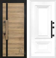 Отделка внешняя: Влагостойкая CPL панель, Цвет: Дуб  / внутренняя: Эмалированная МДФ панель 16мм, Цвет: Эмаль белая  /  Замки Основной: МЕТТЭМ ЗВ 311 (4 класс)  / дополнительный: Mottura 52J525 с перекодировкой (4 класс)  Входная дверь Regidoors ROYAL NORD MOTTURA Престиж "Эмаль белая" (стальная дверь, металлическая дверь)