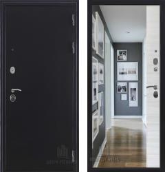 Отделка внешняя: Металл с порошковым напылением, Цвет: Темное серебро  / внутренняя: МДФ панель с зеркалом 10мм, Цвет: Акация белая  /  Замки Основной: Galeon 816 (4 класс)  / дополнительный: Galeon 817 (2 класс)  Стальная дверь Regidoors Спартак Зеркало Panorama (входная металлическая дверь)