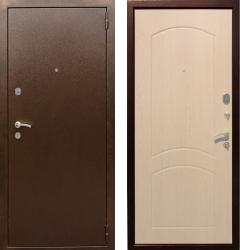 Отделка внешняя: Металл с порошковым напылением, Цвет: Антик медный  / внутренняя: МДФ панель с фрезеровкой 6мм, Цвет: Беленый дуб  /  Замки Основной: Гардиан 32.11 (4 класс)  / дополнительный: Гардиан 30.01 (2 класс)  дверь Rex 1А Хром "Беленый дуб" (металлическая дверь Rex 1А Хром "Беленый дуб", железная дверь)