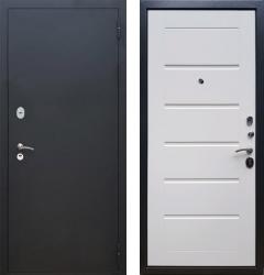 Отделка внешняя: Металл с порошковым напылением, Цвет: Черный муар  / внутренняя: МДФ панель с фрезеровкой 16мм, Цвет: Белый ясень  /  Замки Основной: Гардиан 32.11 (4 класс)  / дополнительный: Гардиан 30.01 (2 класс)  Входная дверь Rex 1А Черный муар "Белый ясень" (стальная дверь, металлическая дверь)