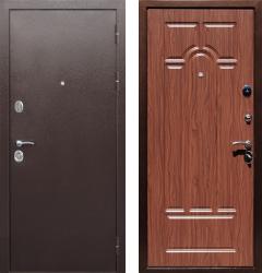 Отделка внешняя: Металл с порошковым напылением, Цвет: Антик медный  / внутренняя: МДФ панель с фрезеровкой 16мм, Цвет: Орех тисненый  /  Замки Основной: Kale 252 (4 класс)  / дополнительный: Border ЗВ 8-6 К5Т (4 класс)  Входная дверь Rex Практик 3К "Орех тисненый" (стальная дверь, металлическая дверь)