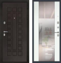 Отделка внешняя: МДФ панель с фрезеровкой 16мм, Цвет: Венге  / внутренняя: МДФ панель с зеркалом 16мм, Цвет: Белый матовый  /  Замки Основной: Kale 252 (4 класс)  / дополнительный: Border ЗВ 8-6 К5 (4 класс)  Стальная дверь Rex Престиж 3К с зеркалом СБ-16 "Белый матовый" (входная металлическая дверь)