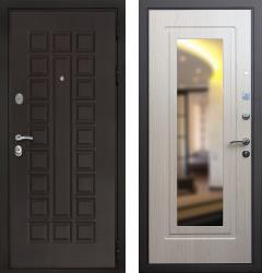 Отделка внешняя: МДФ панель с фрезеровкой 16мм, Цвет: Венге  / внутренняя: МДФ панель с зеркалом 16мм, Цвет: Беленый дуб  /  Замки Основной: Kale 252 (4 класс)  / дополнительный: Border ЗВ 8-6 К5 (4 класс)  Стальная дверь Rex Престиж 3К с зеркалом "Беленый дуб" (входная металлическая дверь)