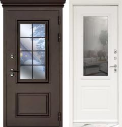 Отделка внешняя: Металл, цинкосодержащий грунт, полимерное покрытие, Цвет: RAL 8019  / внутренняя: Эмалированная МДФ панель 12мм, Цвет: RAL 9016  /  Замки Основной: Гардиан 30.11 (2 класс)  / дополнительный: Гардиан 30.01 (2 класс)  Стальная дверь Страж Термо Аляска 3К с окном (входная металлическая дверь)