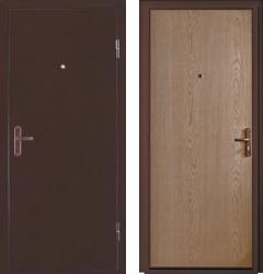 Отделка внешняя: Металл с порошковым напылением, Цвет: Антик медный  / внутренняя: гладкая МДФ панель 3мм, Цвет: Дуб сонома светлый  /  Замки Основной: Просам ЗВ 4-31/55 (2 класс)  дверь Страж ULTRA Эконом (металлическая дверь Страж ULTRA Эконом, железная дверь)