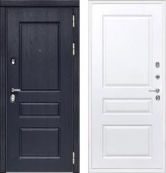 Отделка внешняя: МДФ панель с фрезеровкой 16мм, Цвет: Роял Вуд Cиний  / внутренняя: МДФ панель с фрезеровкой 10мм, Цвет: Белый софт  /  Замки Основной: Kale 252 (4 класс)  / дополнительный: Border ЗВ 8-6 К5 (4 класс)  Стальная дверь Diva МД-45 Д-13 "Белый софт" (входная металлическая дверь)